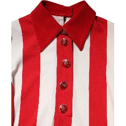 White Red Stripes Long Sleeves Mini Dress