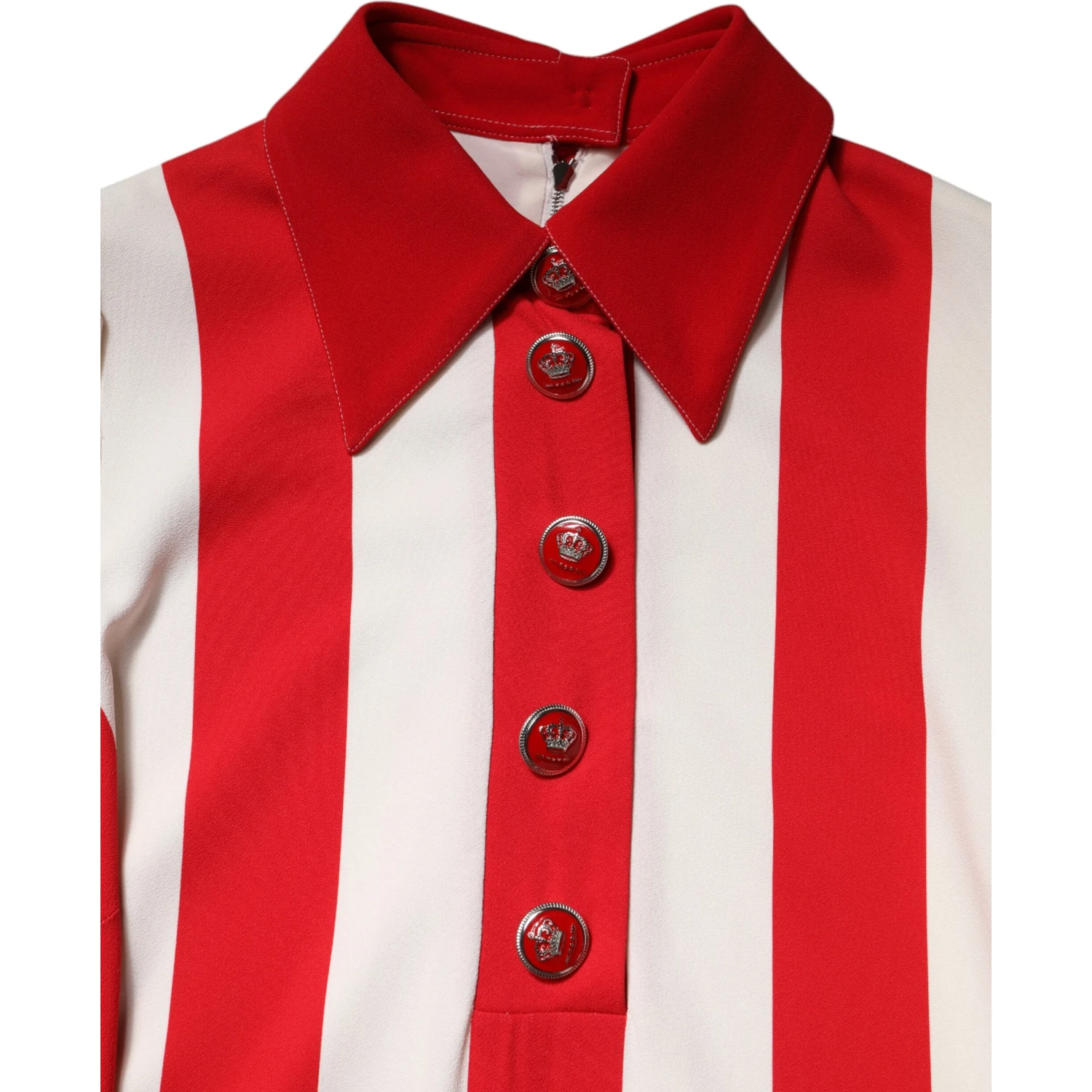 White Red Stripes Long Sleeves Mini Dress