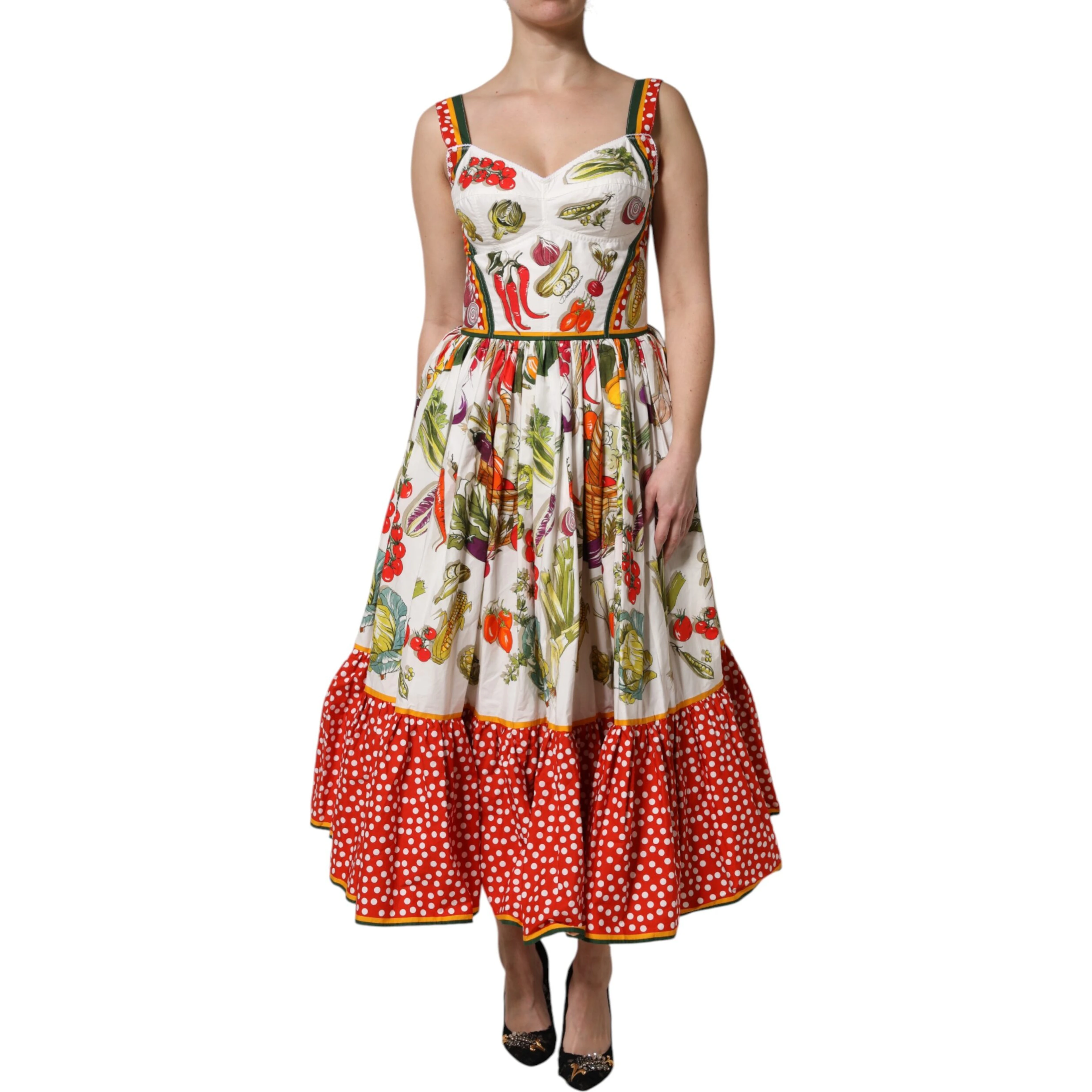 White Vegetables Sleeveless A-line Dress