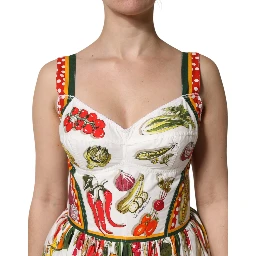 White Vegetables Sleeveless A-line Dress