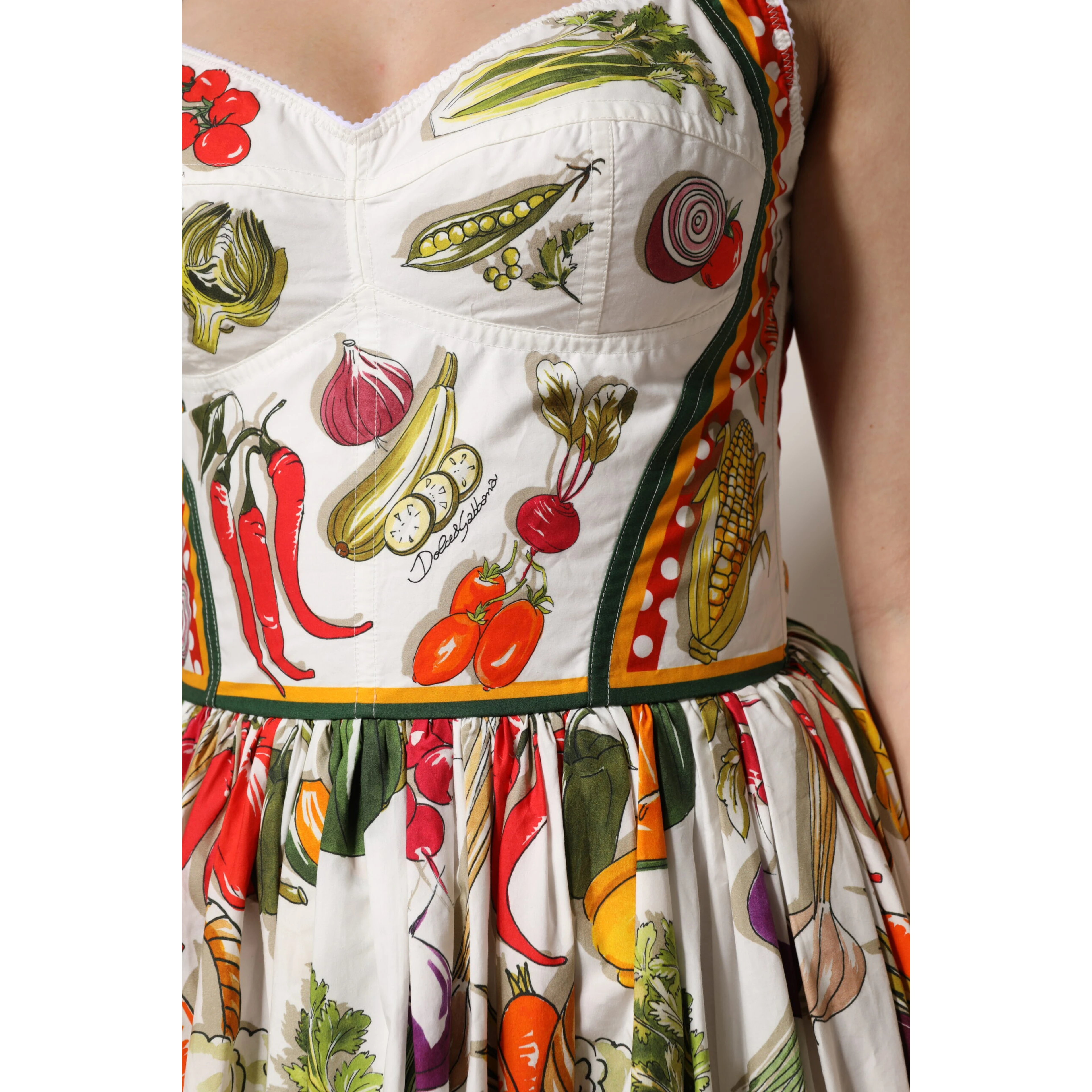 White Vegetables Sleeveless A-line Dress