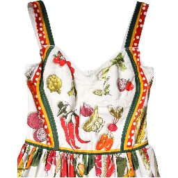 White Vegetables Sleeveless A-line Dress