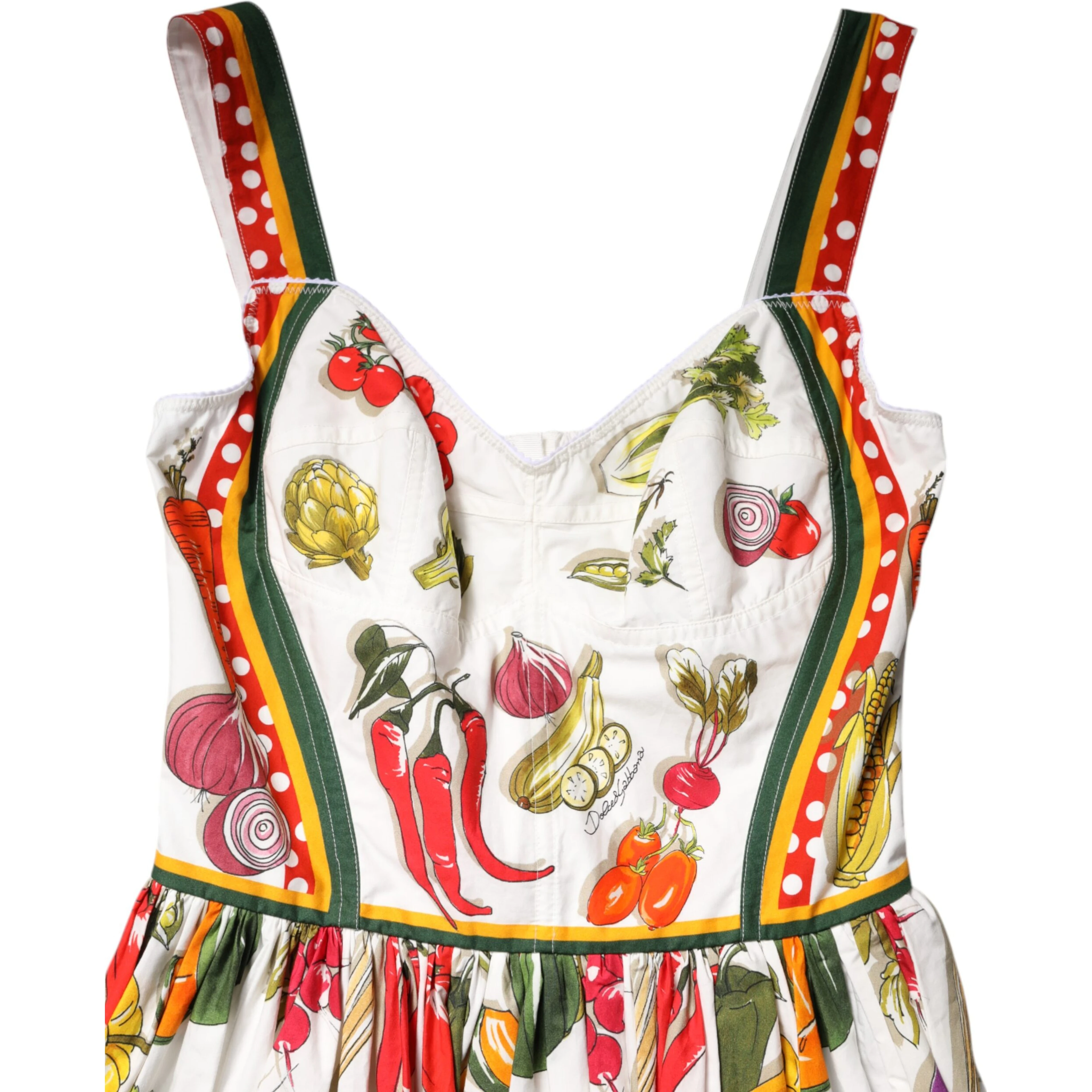 White Vegetables Sleeveless A-line Dress