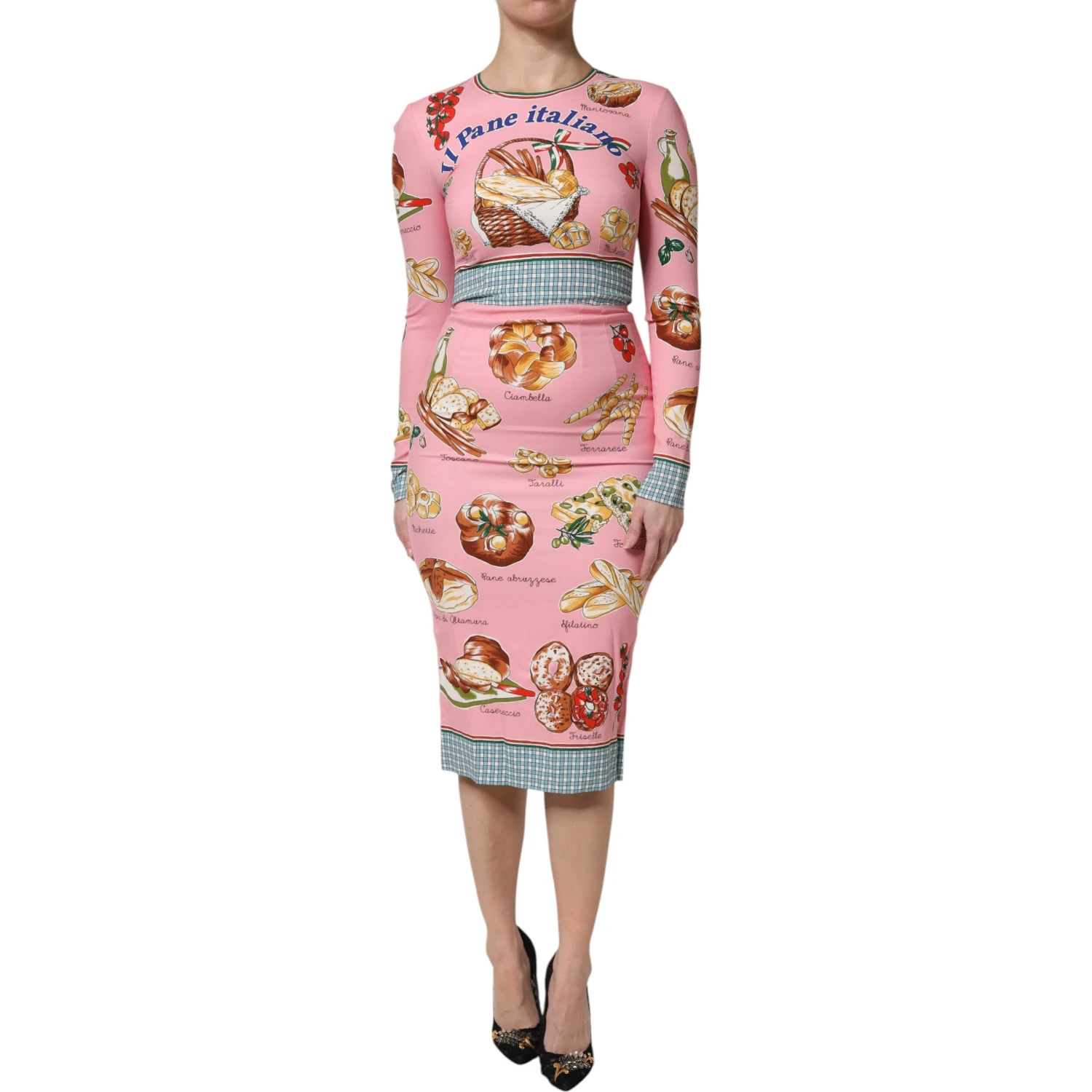Pink Pastry Print Bodycon Sheath Midi Dress