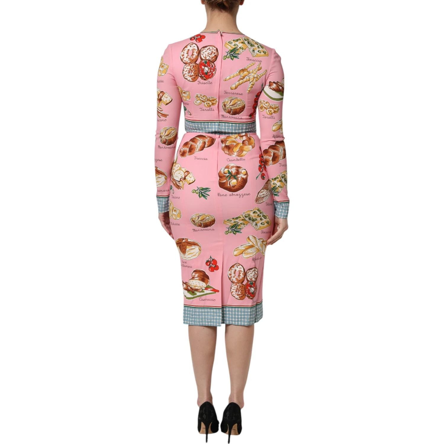 Pink Pastry Print Bodycon Sheath Midi Dress