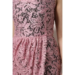 Pink Floral Lace Sleeveless Sheath Dress