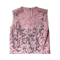 Pink Floral Lace Sleeveless Sheath Dress