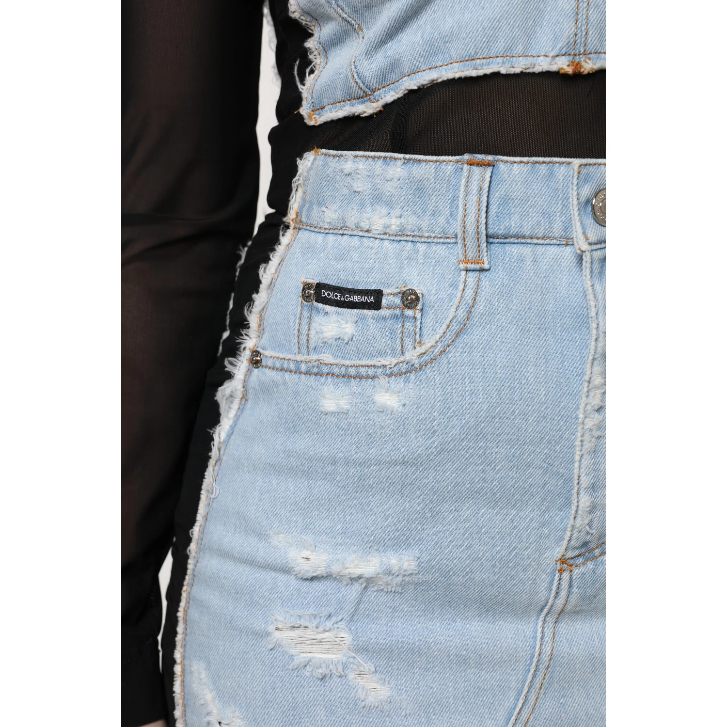 Black Blue Long Sleeves Denim Mini Dress