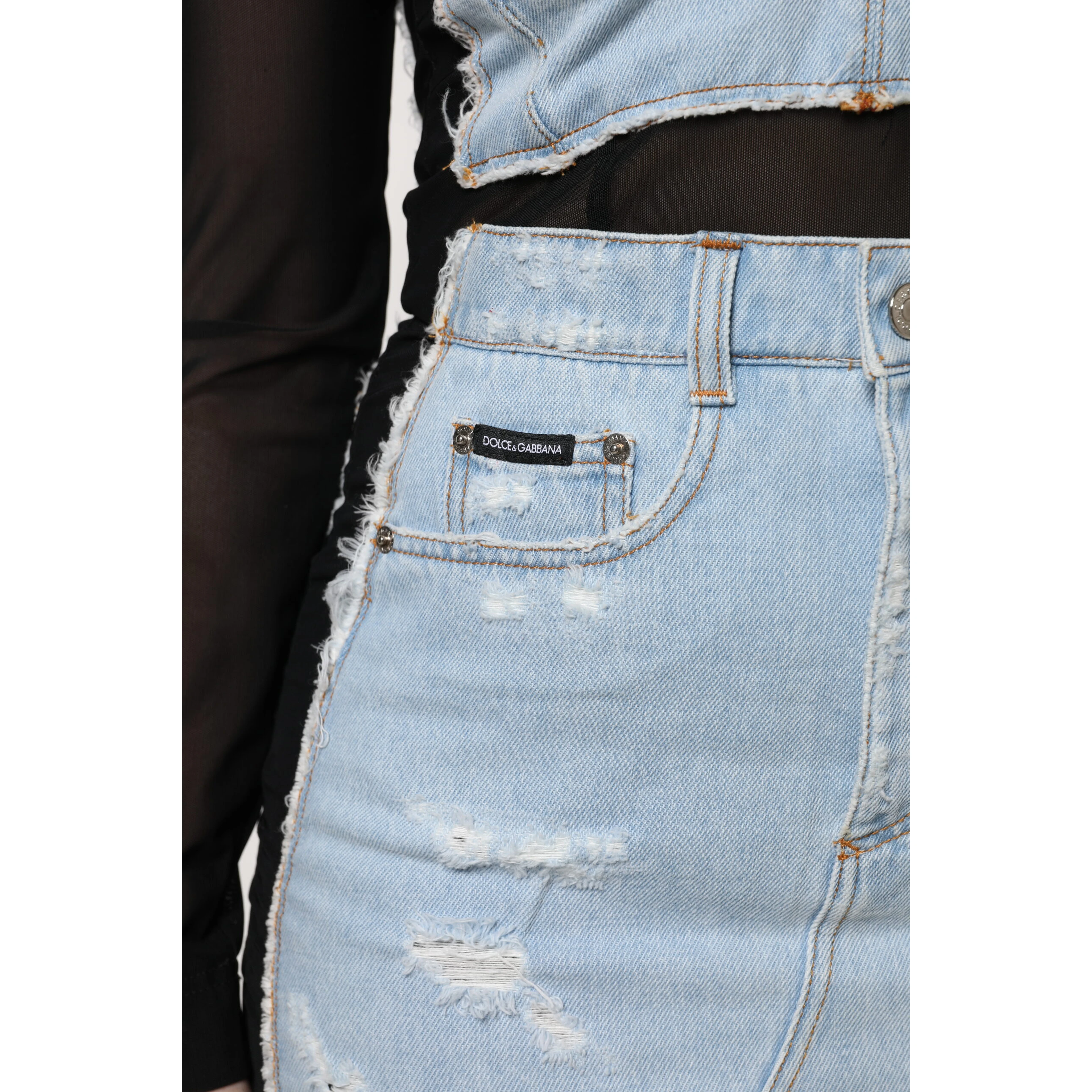 Black Blue Long Sleeves Denim Mini Dress