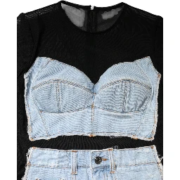 Black Blue Long Sleeves Denim Mini Dress