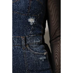 Black Blue Long Sleeves Denim Mini Dress