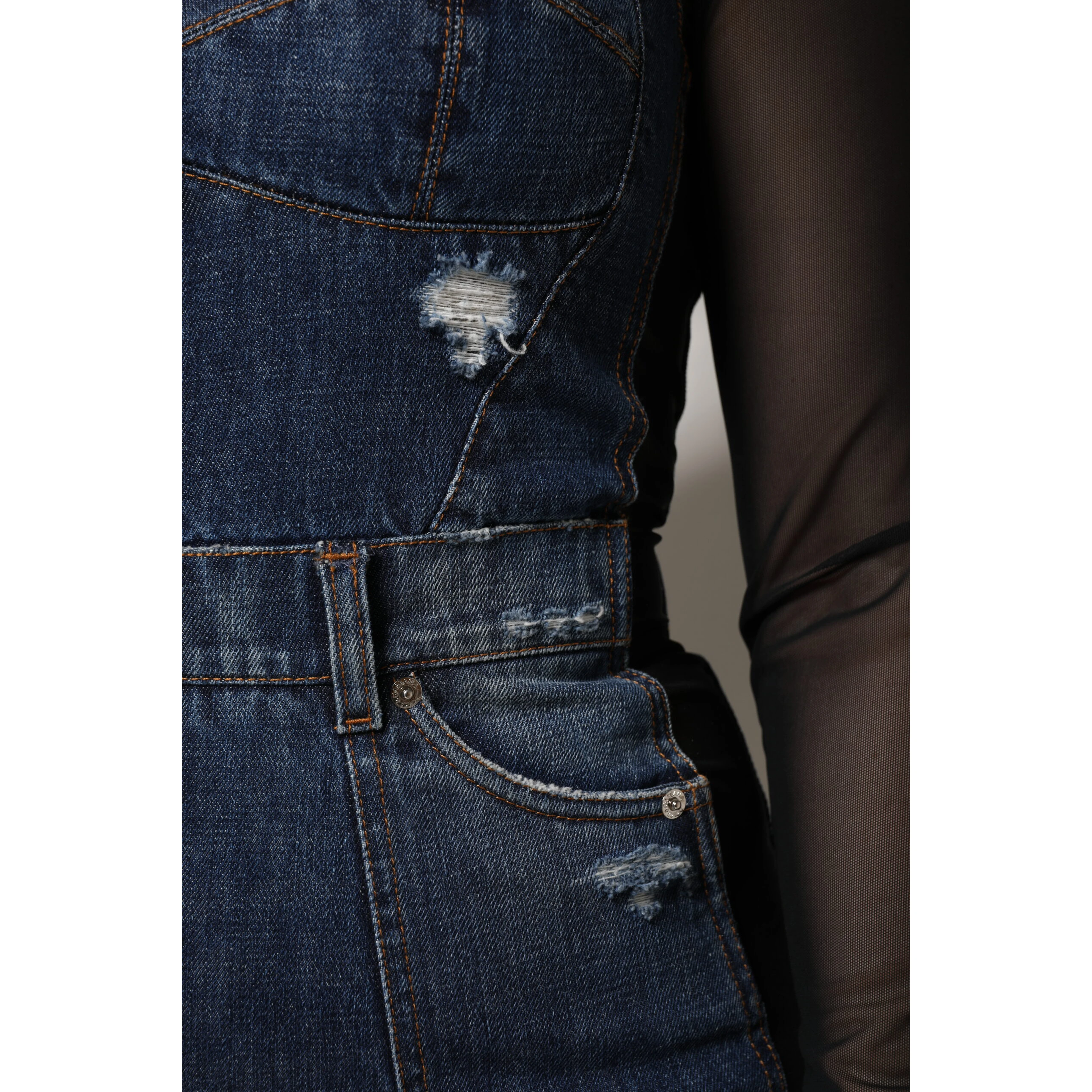 Black Blue Long Sleeves Denim Mini Dress