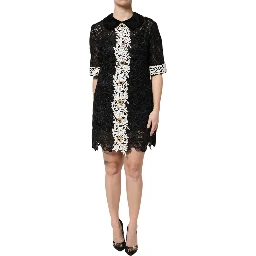 Black Floral Lace Embellished Mini Dress