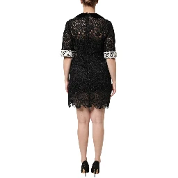 Black Floral Lace Embellished Mini Dress