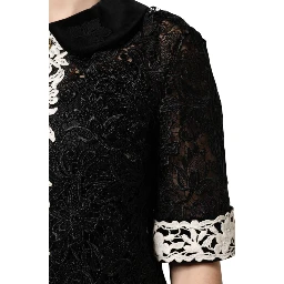 Black Floral Lace Embellished Mini Dress