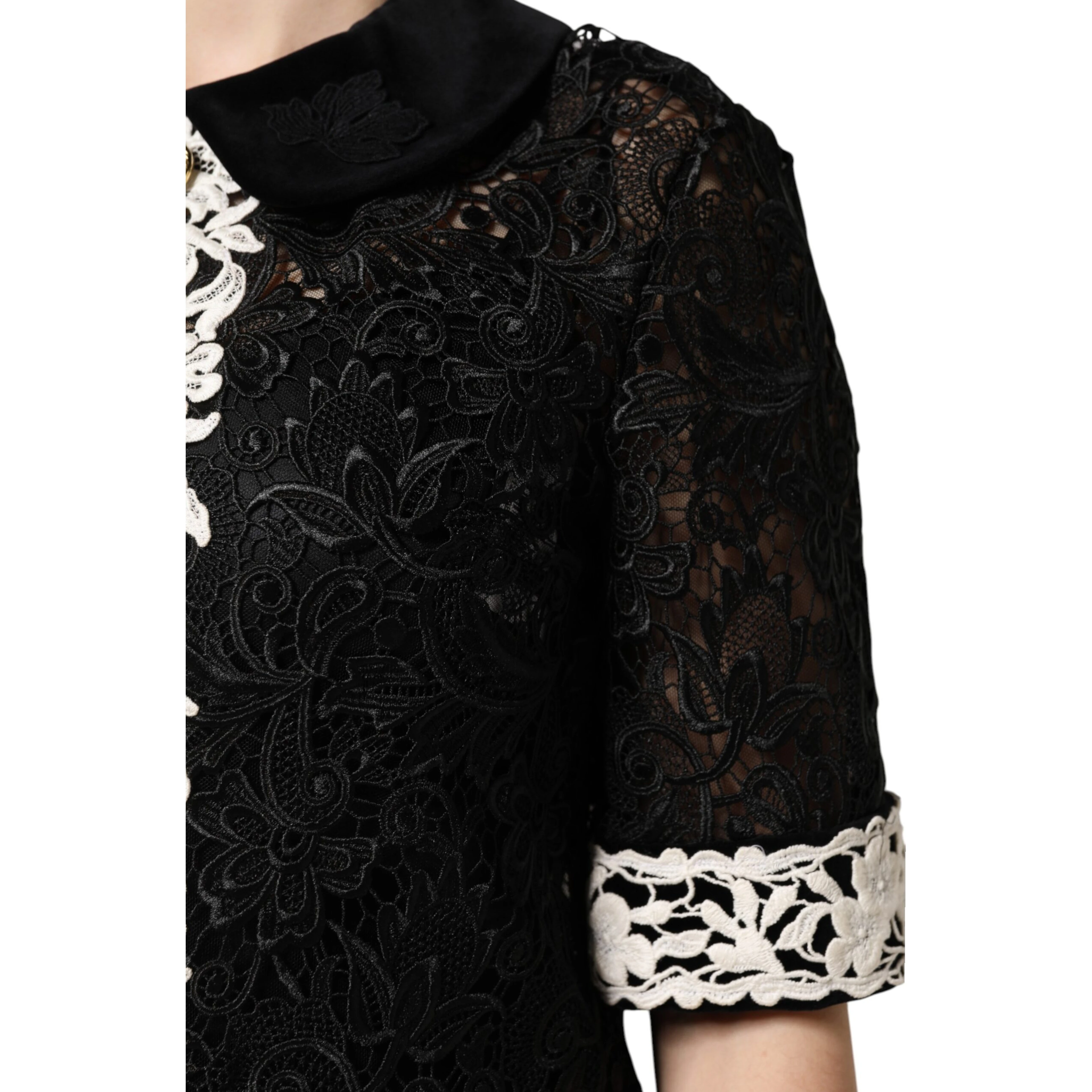 Black Floral Lace Embellished Mini Dress