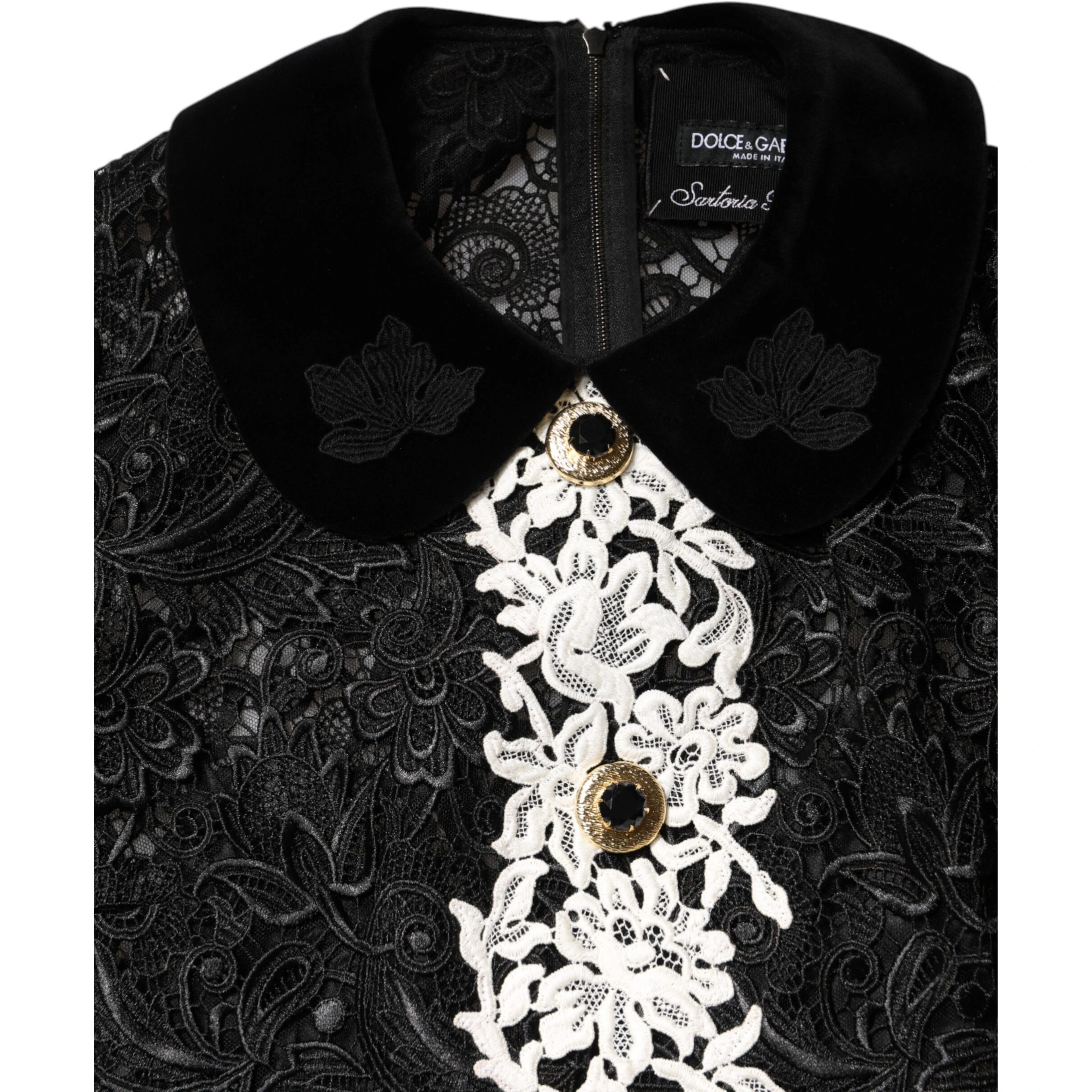 Black Floral Lace Embellished Mini Dress