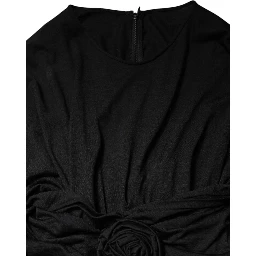 Black Wool Long Sleeves Sheath Midi Dress