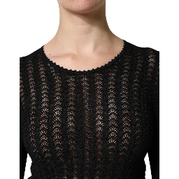 Black Cashmere Long Sleeves A-line Midi Dress