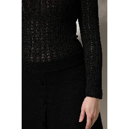 Black Cashmere Long Sleeves A-line Midi Dress