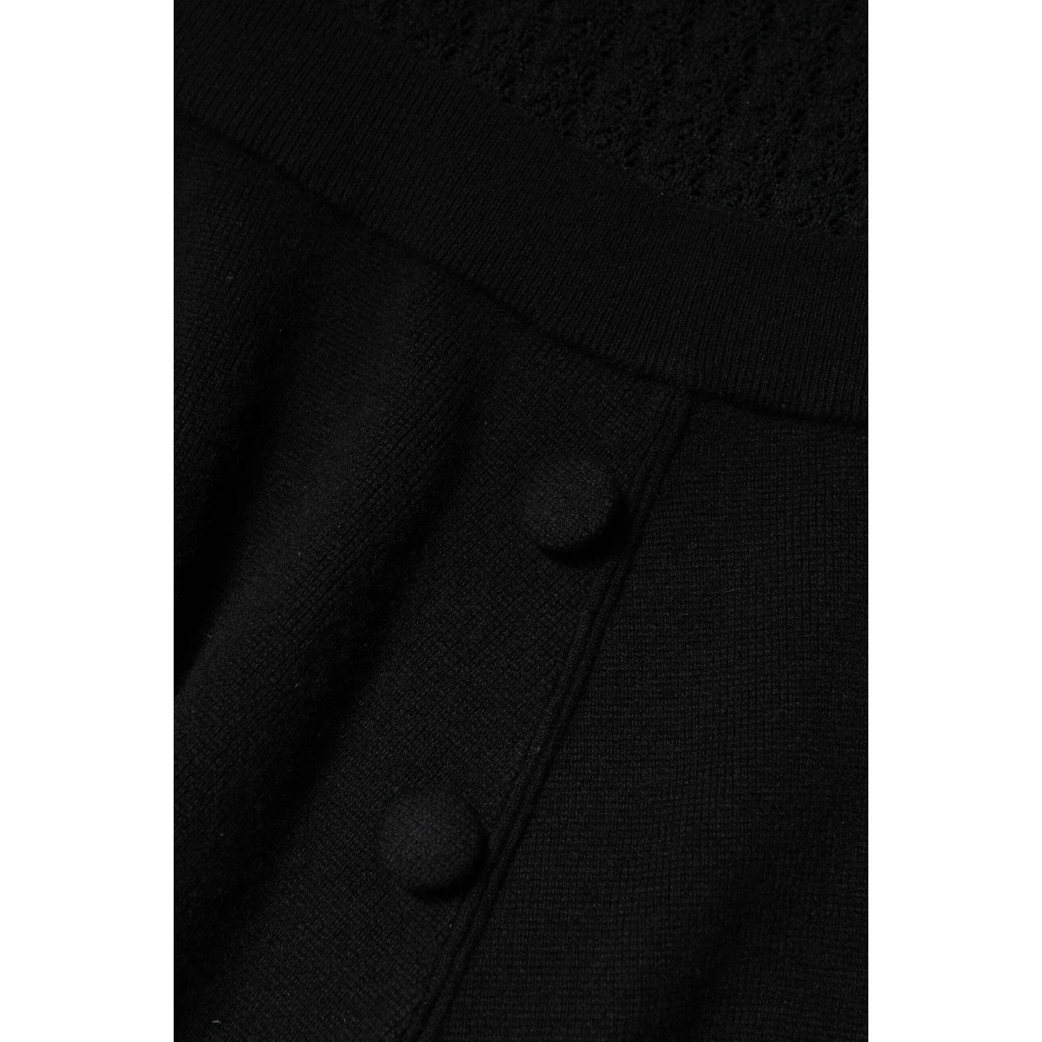 Black Cashmere Long Sleeves A-line Midi Dress