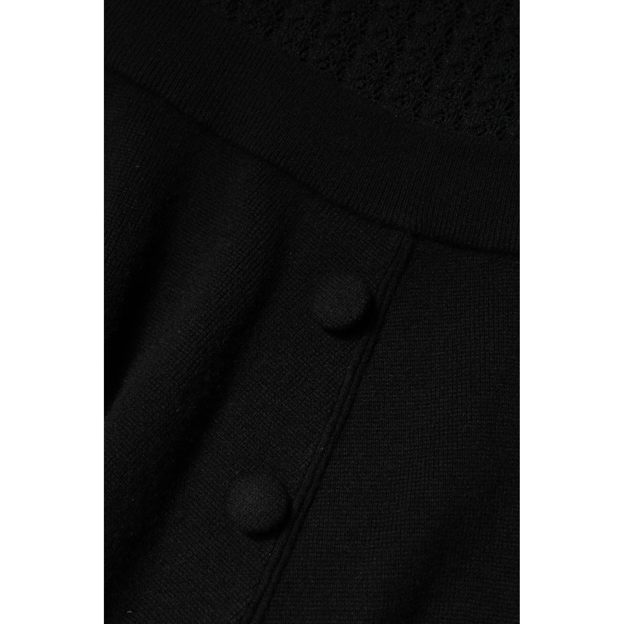 Black Cashmere Long Sleeves A-line Midi Dress
