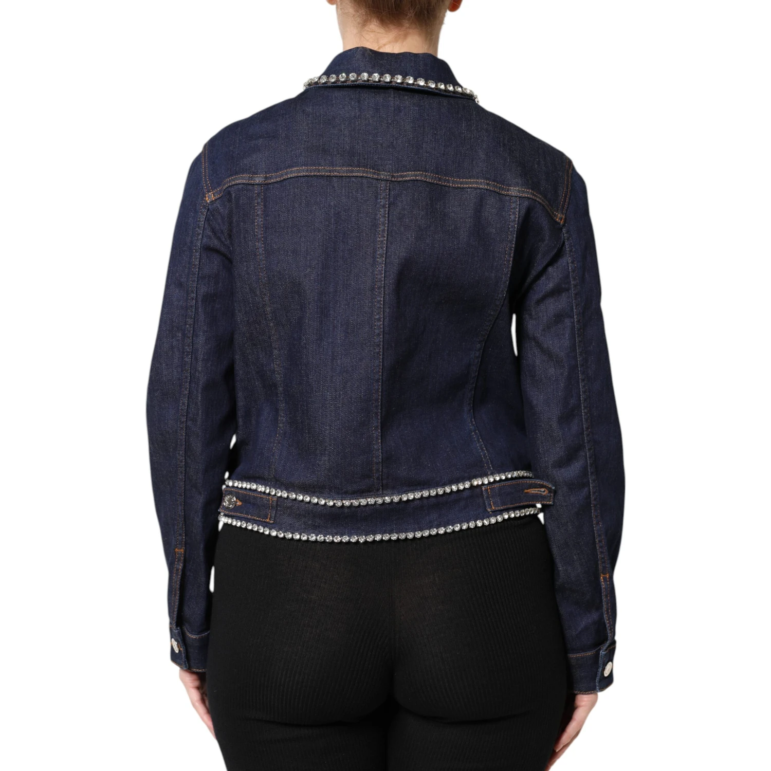 Blue Denim Cotton Crystal Embellished Jacket