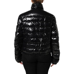 Black Logo Plaque Full Zip Puffer Jacket