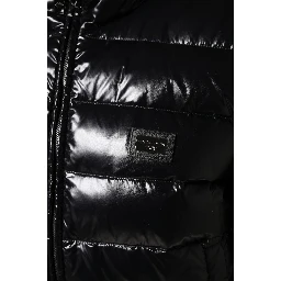 Black Logo Plaque Full Zip Puffer Jacket