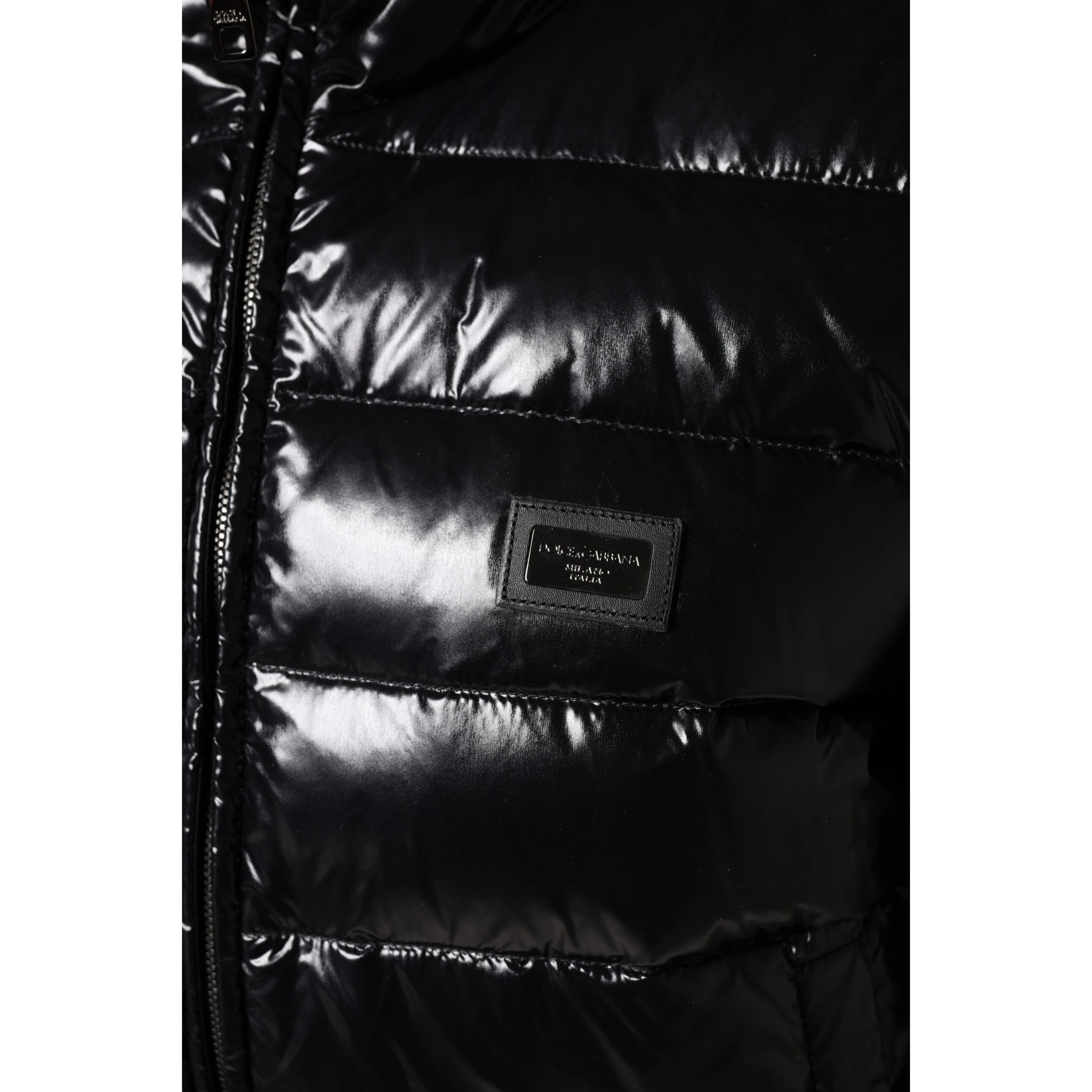 Black Logo Plaque Full Zip Puffer Jacket
