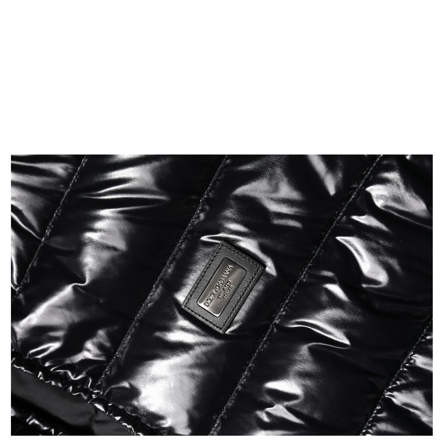 Black Logo Plaque Full Zip Puffer Jacket