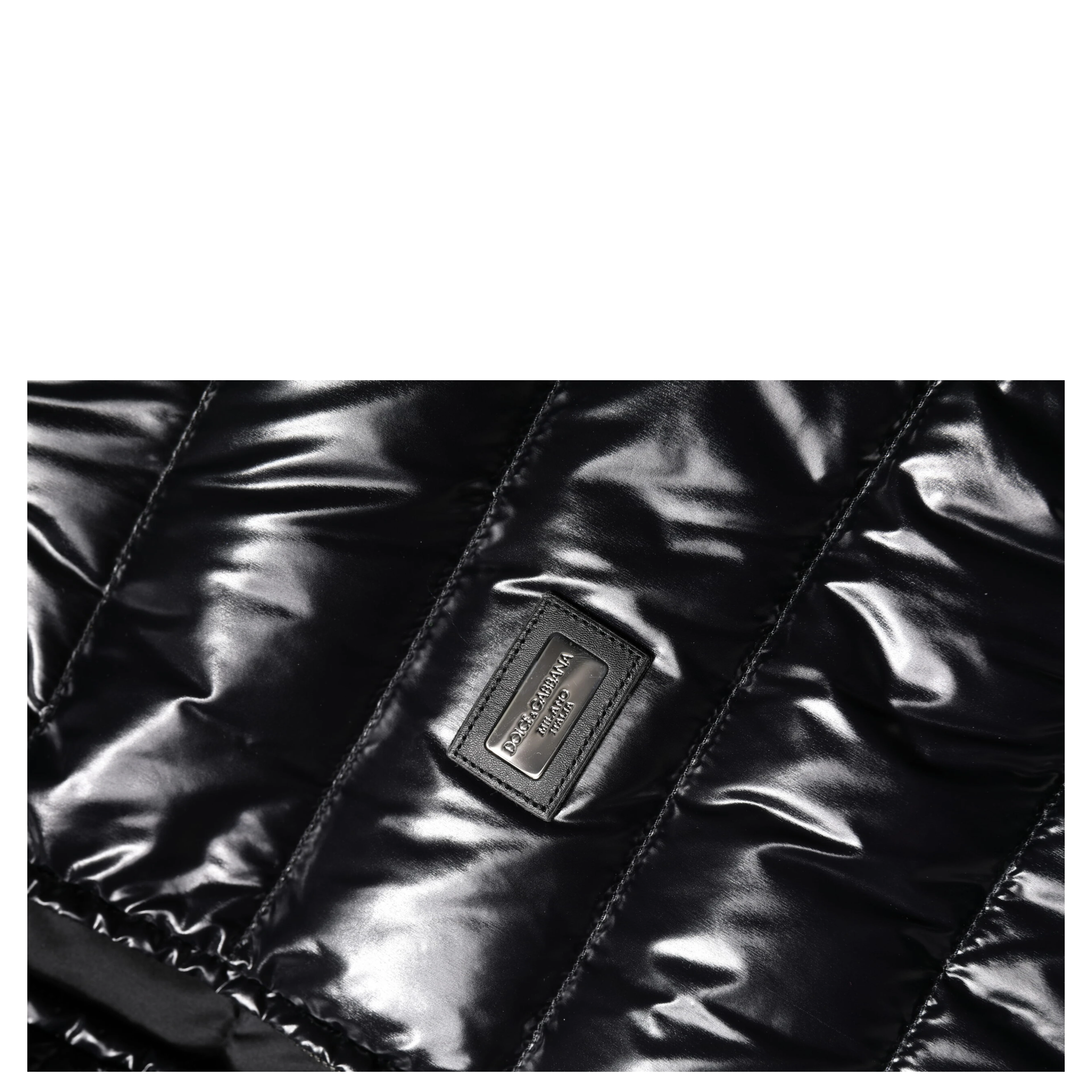 Black Logo Plaque Full Zip Puffer Jacket