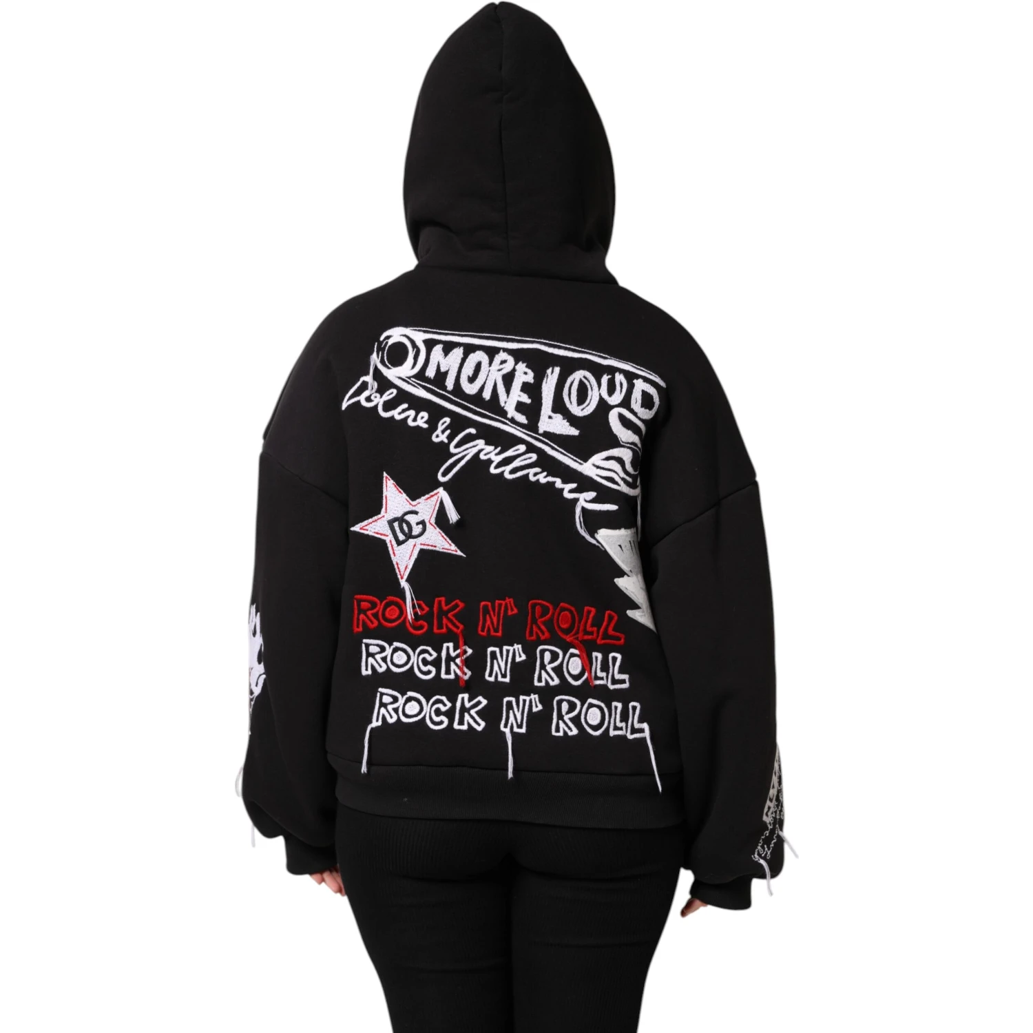Black Embroidered Full Zip Hooded Jacket