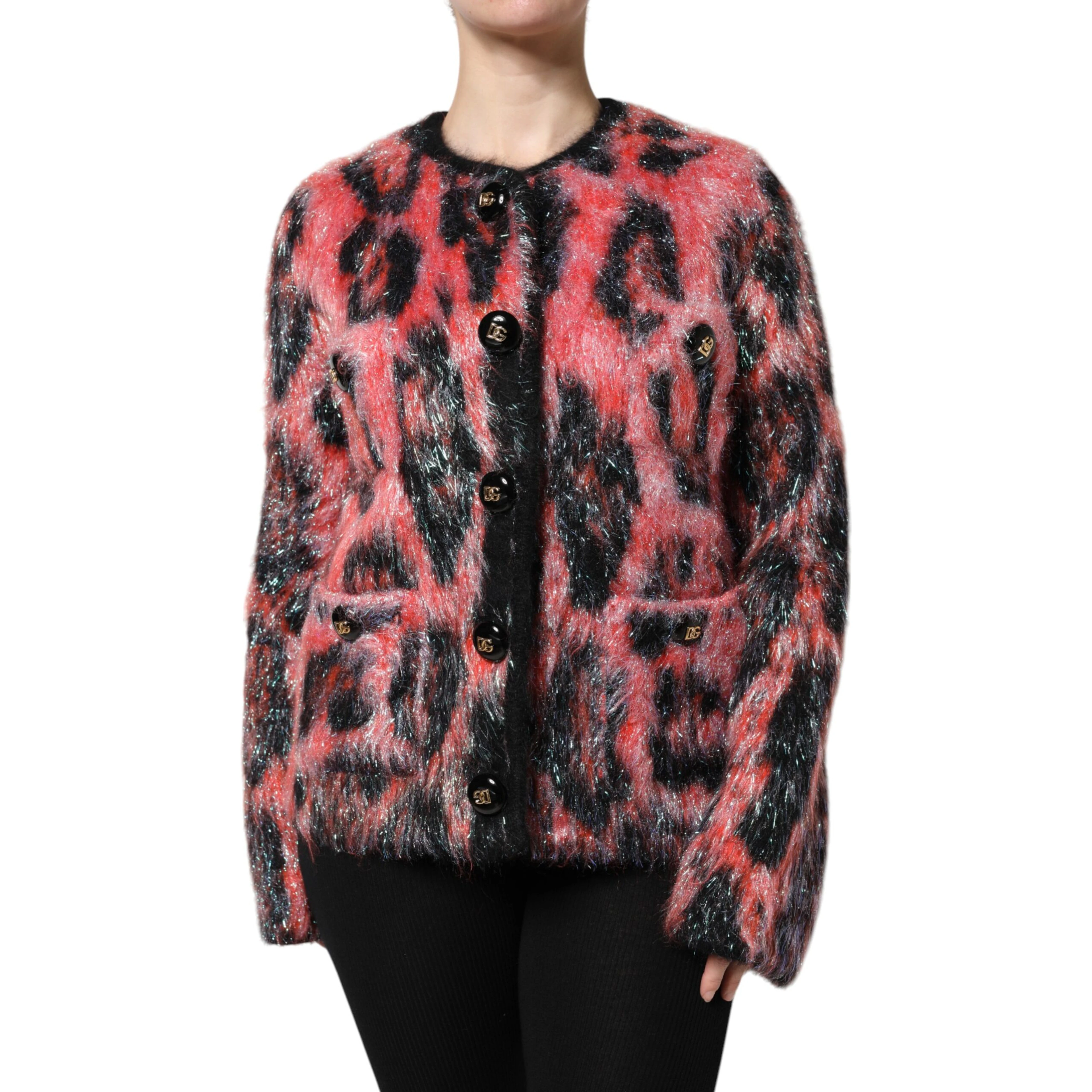 Red Mohair Wool Button Down Cardigan Sweater