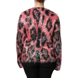 Red Mohair Wool Button Down Cardigan Sweater