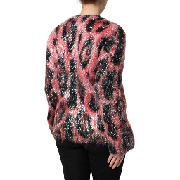Red Mohair Wool Button Down Cardigan Sweater