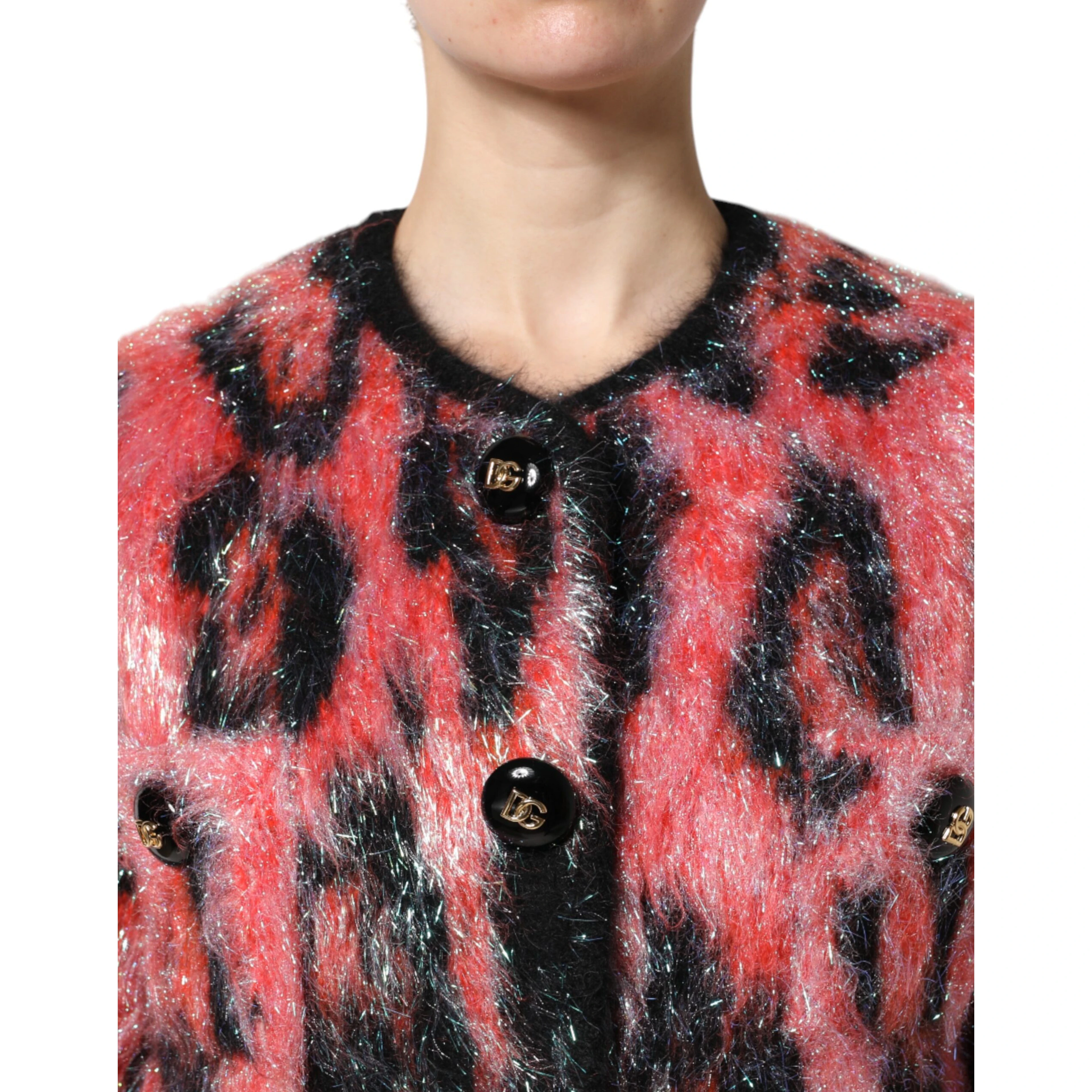 Red Mohair Wool Button Down Cardigan Sweater