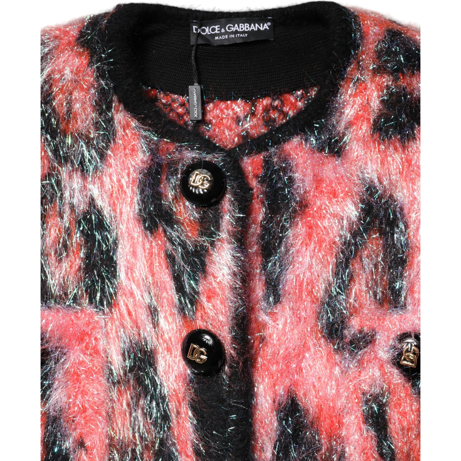 Red Mohair Wool Button Down Cardigan Sweater