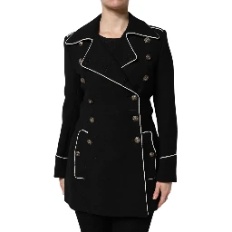 Black Wool Double Breasted Blazer Jacket