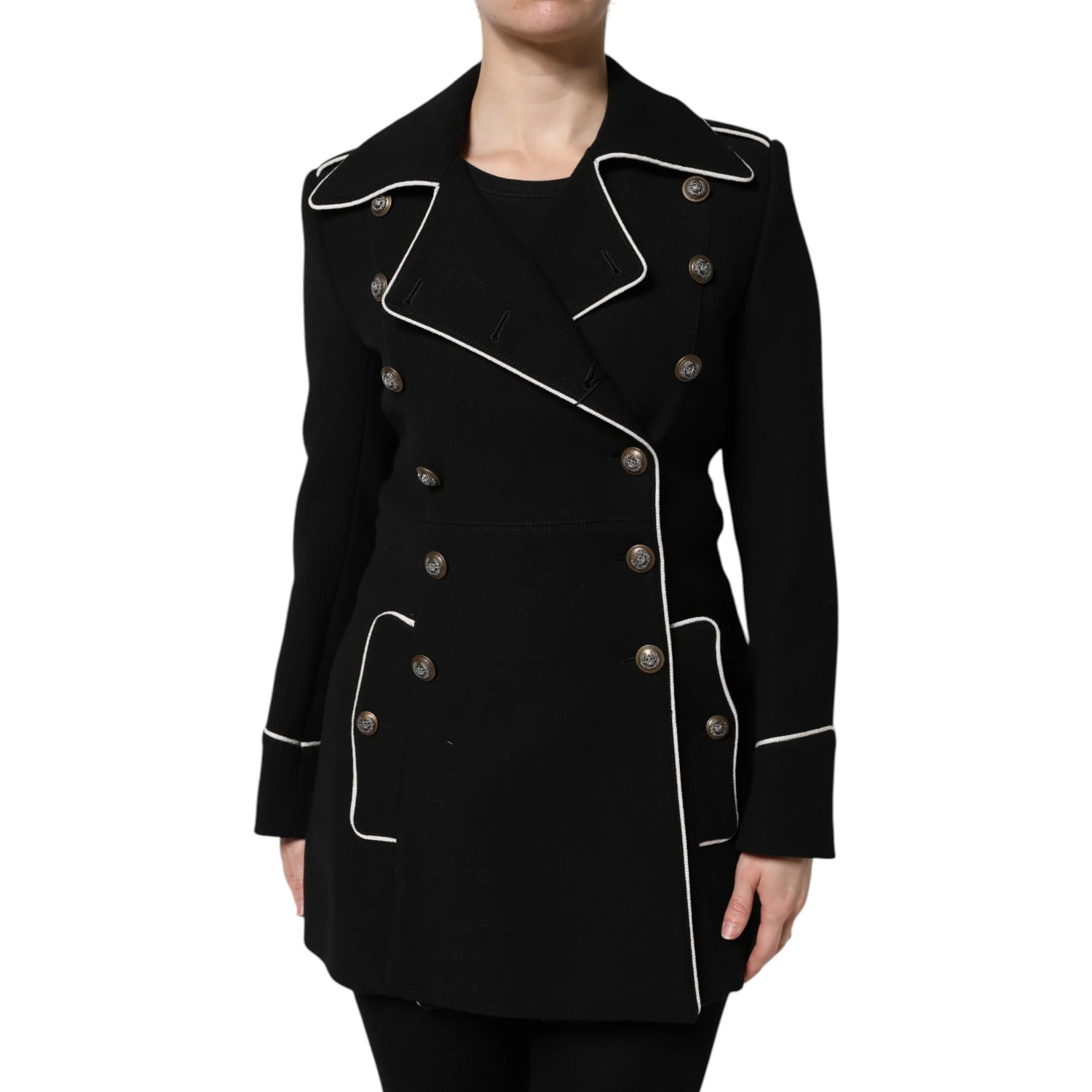 Black Wool Double Breasted Blazer Jacket