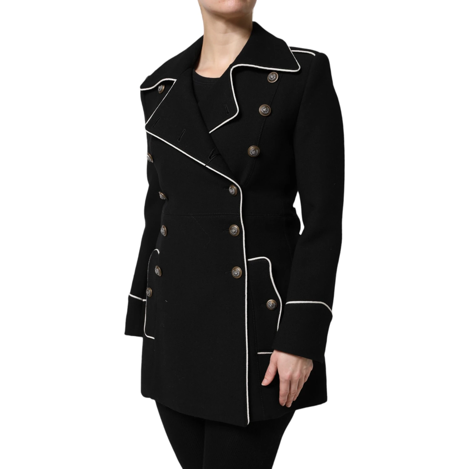 Black Wool Double Breasted Blazer Jacket