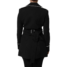 Black Wool Double Breasted Blazer Jacket