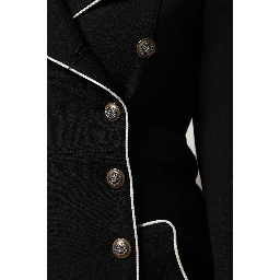 Black Wool Double Breasted Blazer Jacket