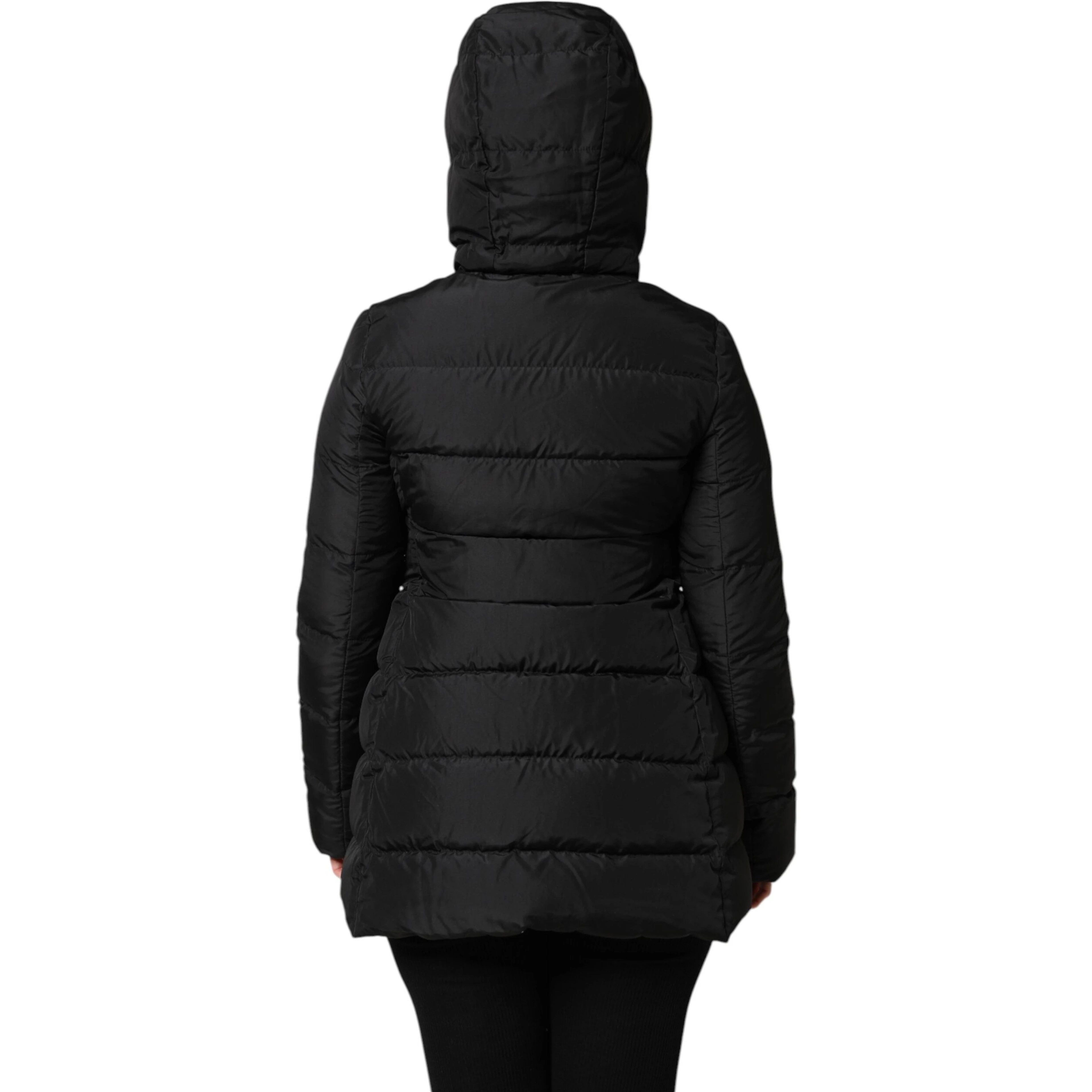 Black Puffer Hooded Zip Reversible Jacket