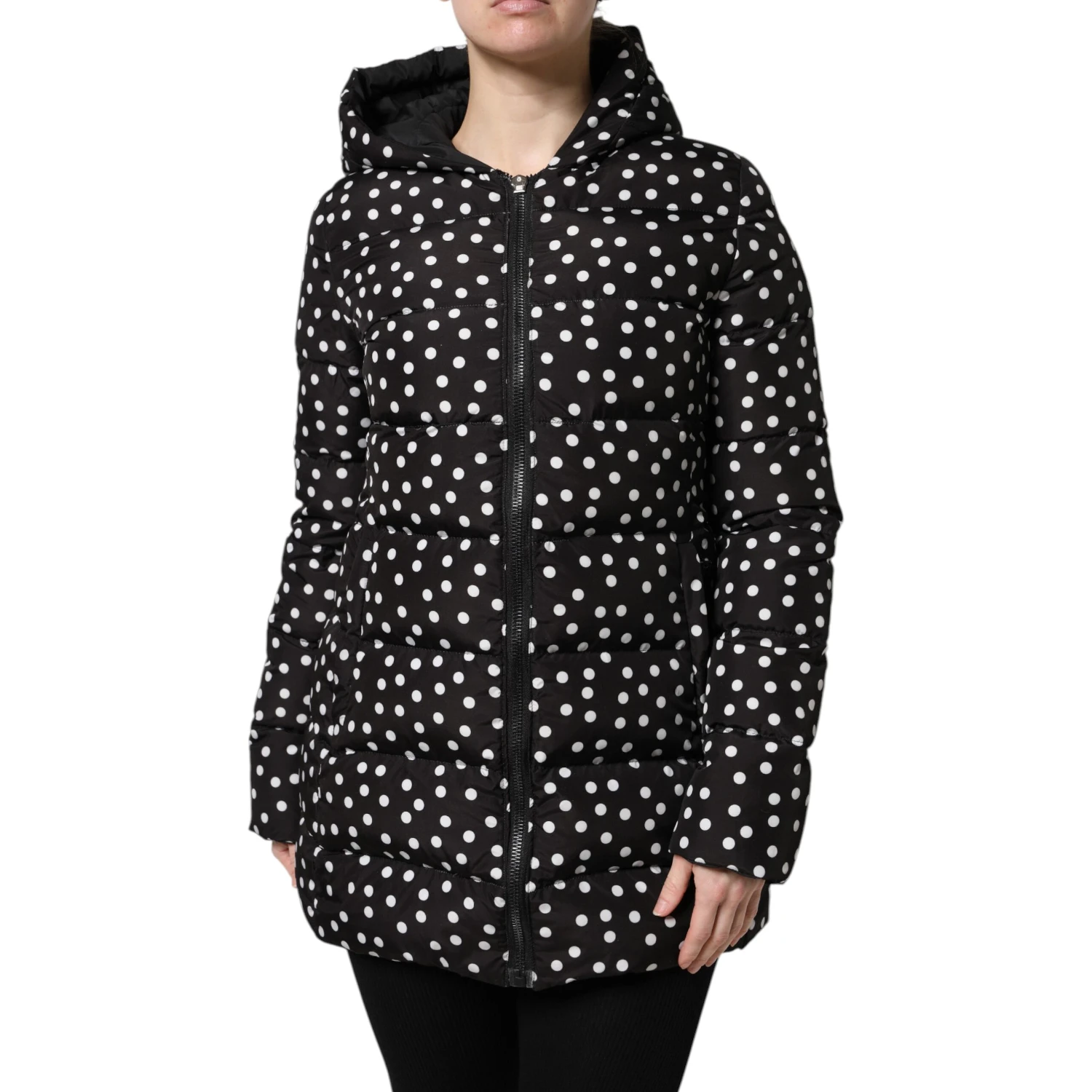 Black Puffer Hooded Zip Reversible Jacket
