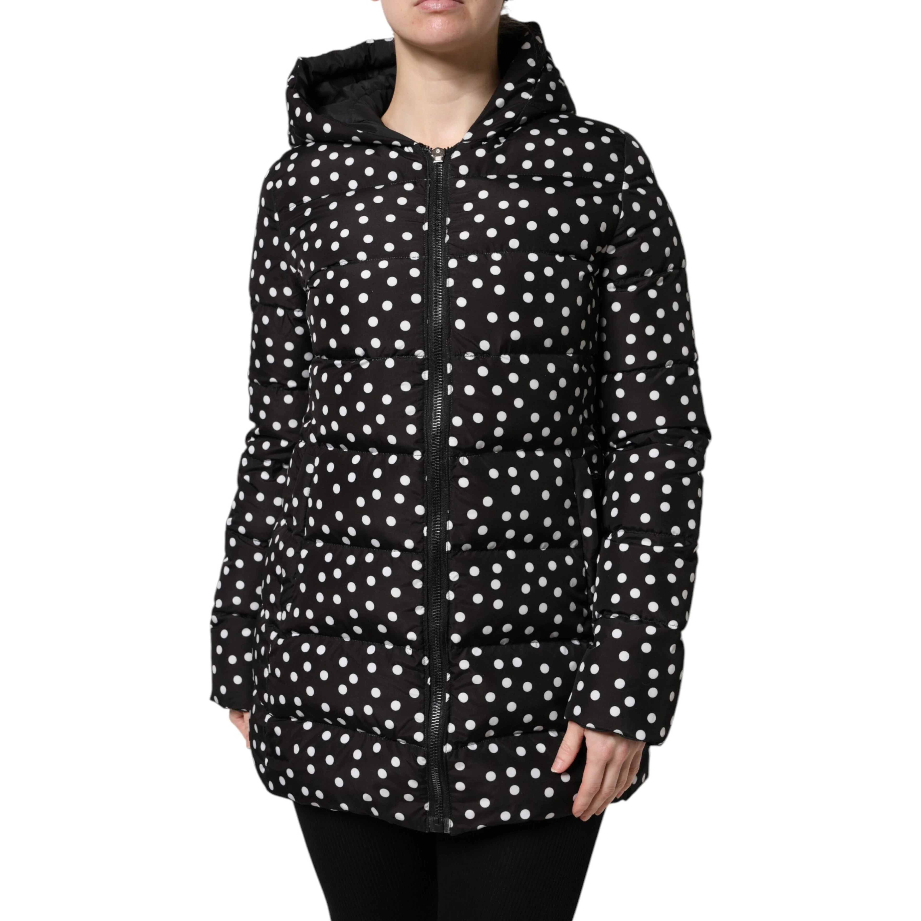 Black Puffer Hooded Zip Reversible Jacket
