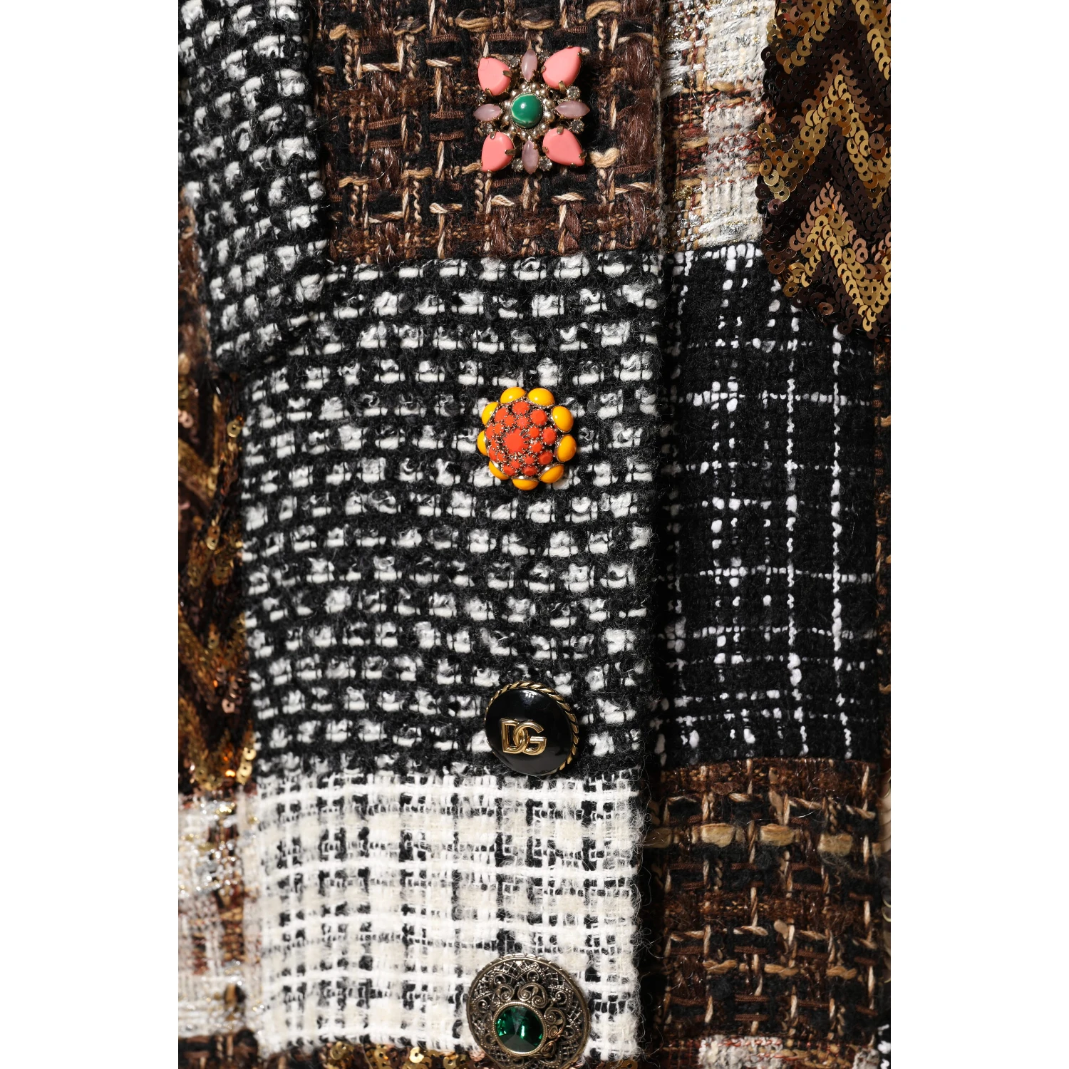 Multicolor Patchwork Button Down Jacket