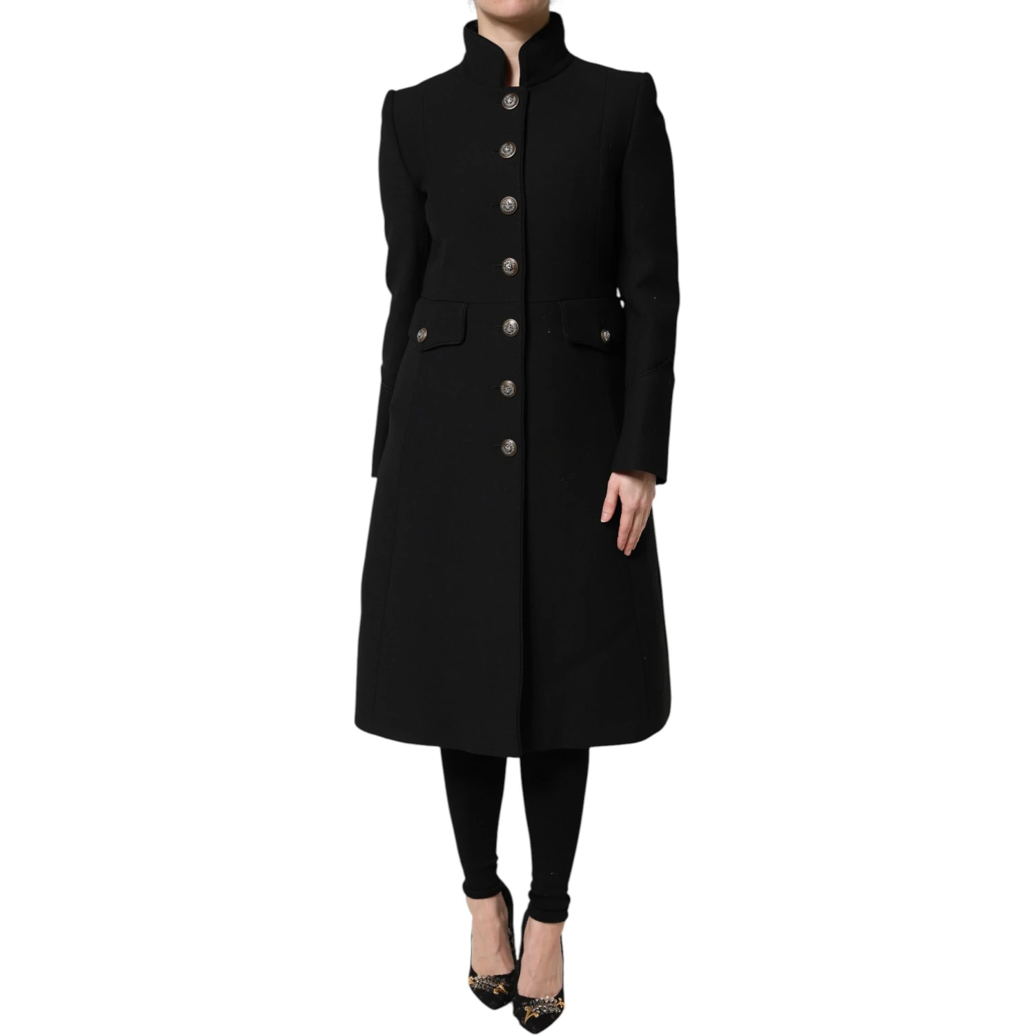 Black Wool Single Breasted Trench Coat Jacket
