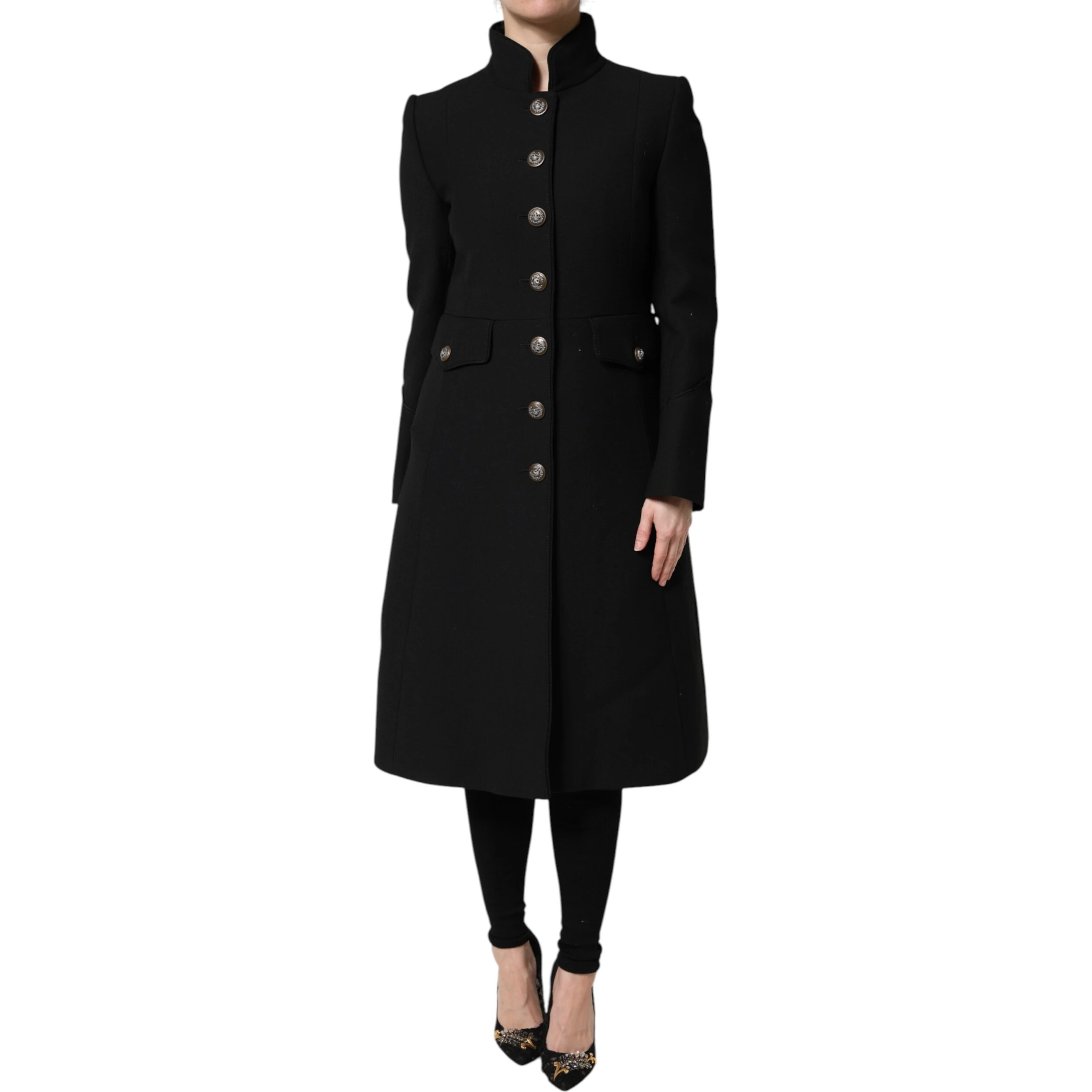 Black Wool Single Breasted Trench Coat Jacket