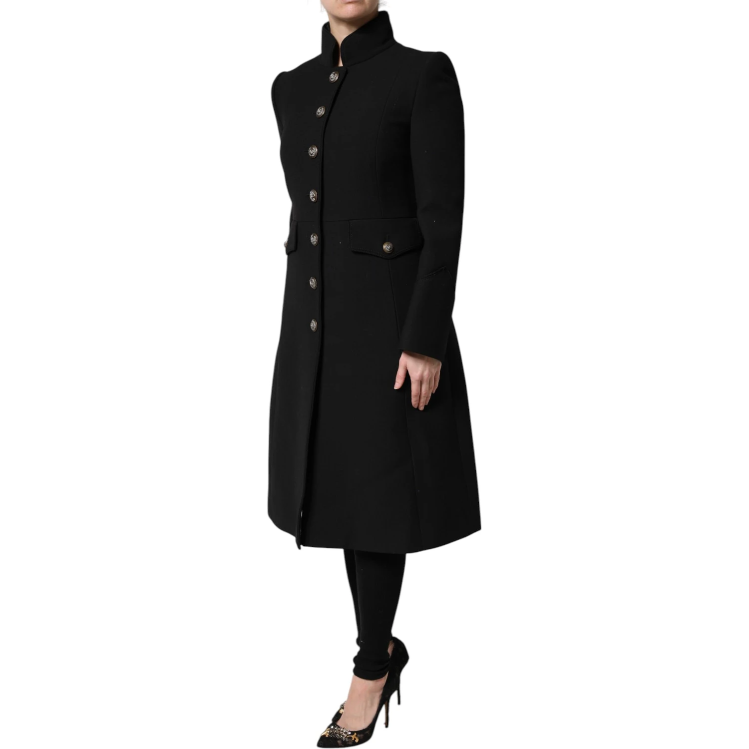 Black Wool Single Breasted Trench Coat Jacket